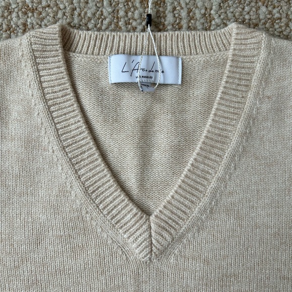 NWT REVOLVE L’Academie Sagen Micro Cropped V Neck Vest in Heather Oatmeal - S - Picture 7 of 16